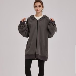 NEW Oversized Weekender Zip Up Hoodie Sweatshirt (Dark Grey) - LIT Activewear